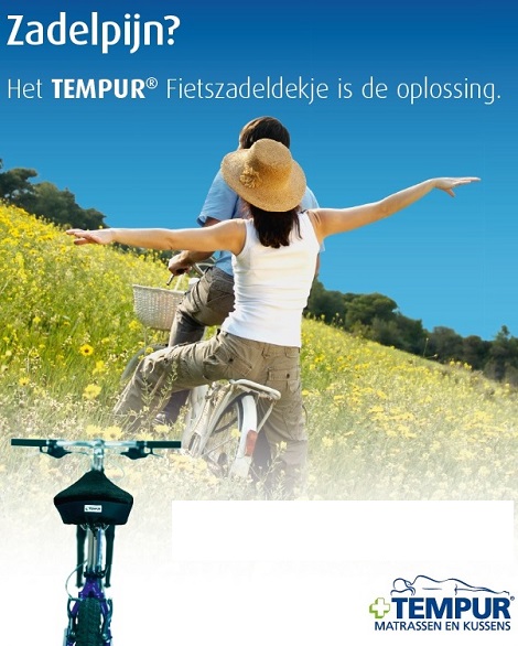 Tempur fietszadeldekje zadelpijn racefiets electrische hometrainer maat, s ,m, l slaapkenner theo bot fietsvakantie oplossing matrassen kussens boxspring